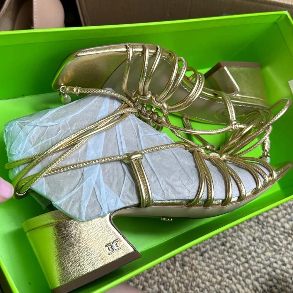 NWTIB - Sam Edelman Women's Westley Sandal, Heeled Sandal, Gold - Size 7 😍😍 - Picture 10 of 10